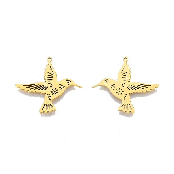 

PandaHall Ion Plating(IP) 201 Stainless Steel Pendants, Birds, Real 18K Gold Plated, 27.5x30.5x1.5mm, Hole: 1.2mm 201 Stainless Steel Bird