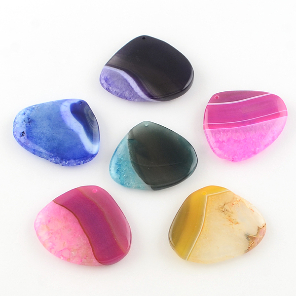 

PandaHall Dyed Teardrop Natural Crackle Agate Pendants, Mixed Color, 42~46x48~54x7~10mm, Hole: 2mm Crackle Agate Teardrop Multicolor
