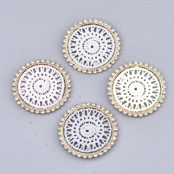 

PandaHall Polyester Pendant Decorations, with Rhinestone and Brass Findings, Flat Round, Light Gold, Mixed Color, 34x2mm Polyester Flat..., Multicolor