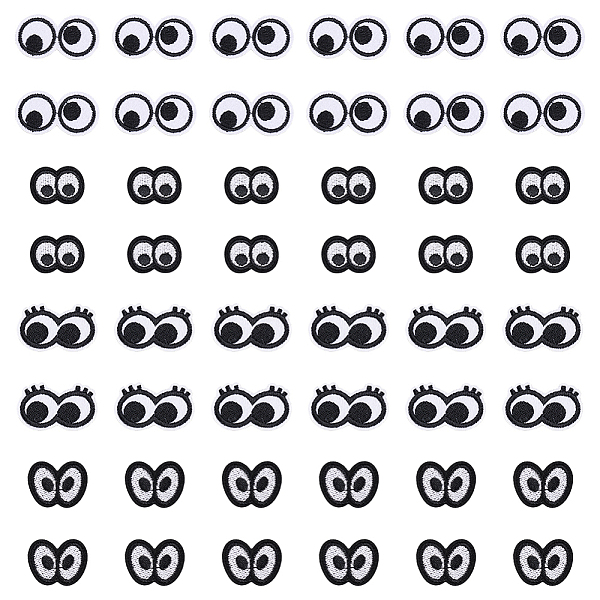 

PandaHall 48Pcs 4 Style Eye Polyester Computerized Embroidery Cloth Iron on/Sew on Patches, Costume Accessories, Appliques, Black...