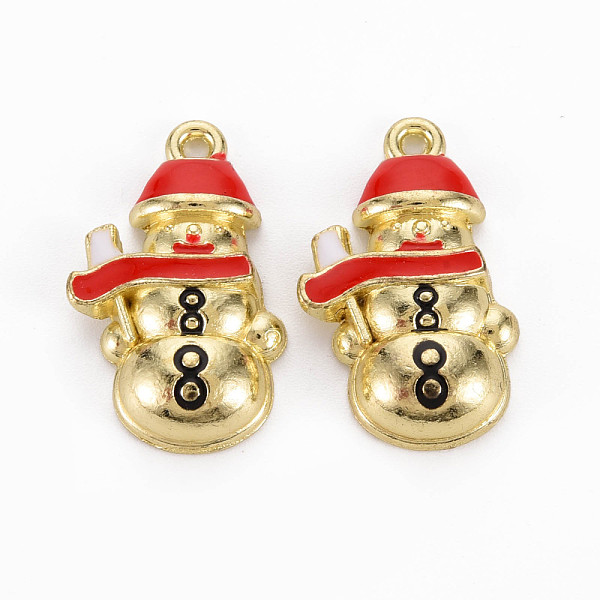 PandaHall Rack Plating Light Gold Alloy Enamel Pendants, Cadmium Free & Lead Free, Cat with Number 8, FireBrick, 16x25.5x5mm, Hole: 1.6mm...