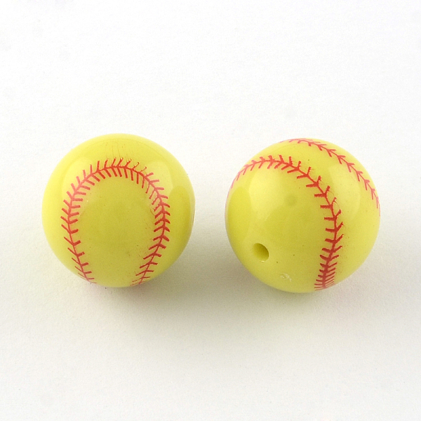

PandaHall Opaque Acrylic Round Beads, Sports beads, Baseball, Yellow, 20mm, Hole: 2.5mm Acrylic Round Yellow