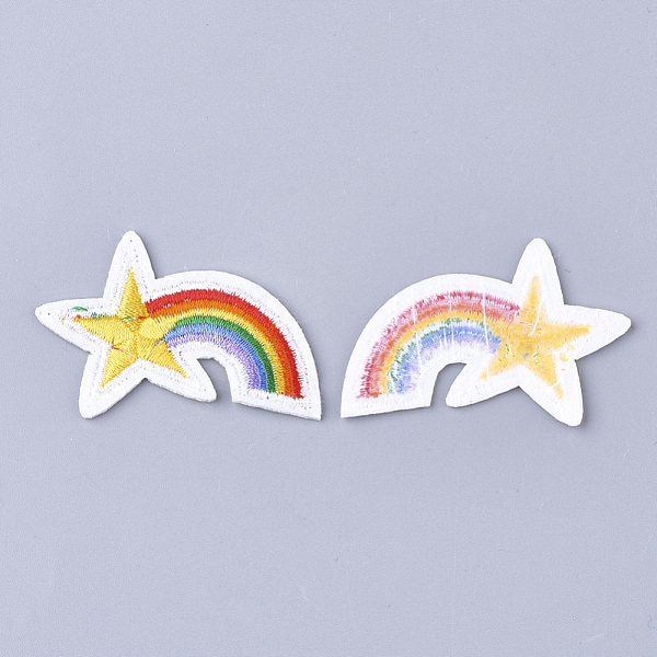 

PandaHall Computerized Embroidery Cloth Iron On Patches, Costume Accessories, Appliques, Rainbow with Star, Colorful, 34x52x1.5mm Cloth...