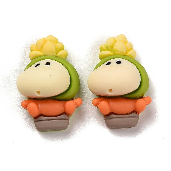 

PandaHall Opaque Resin Cabochons, Mini Succulent Doll, Yellow Green, 23x15.5x11mm Resin Doll
