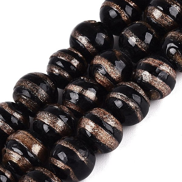 Handmade Gold Sand Lampwork Beads Strands