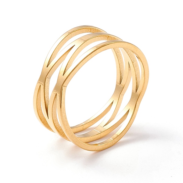 

PandaHall Criss Cross 304 Stainless Steel Finger Ring for Women , Golden, Inner Diameter: US Size 6 1/2(16.9mm) 304 Stainless Steel