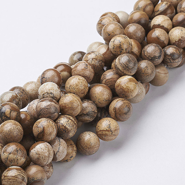 

PandaHall Natural Gemstone Beads Strands, Picture Jasper, Round, 12mm, Hole: 1mm, about 28pcs/strand, 15.5 inch Picture Jasper Round Brown