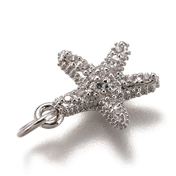 

PandaHall Brass Micro Pave Clear Cubic Zirconia Charms, Cadmium Free & Lead Free, Long-Lasting Plated, Starfish Shape, Platinum...