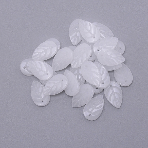 

PandaHall Handmade Czech Lampwork Beads, Leaf, White, 18x11x3mm, Hole: 1mm Lampwork Leaf White