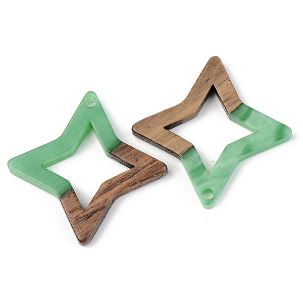 

PandaHall Opaque Resin & Walnut Wood Pendants, Star, Green, 29.5x29.5x3mm, Hole: 2mm Resin+Wood Star Green
