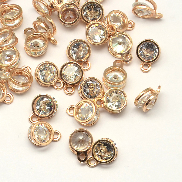 

PandaHall Flat Round Alloy Charms, with Cubic Zirconia, Light Gold, 11x8x5mm, Hole: 1.5mm Cubic Zirconia Flat Round