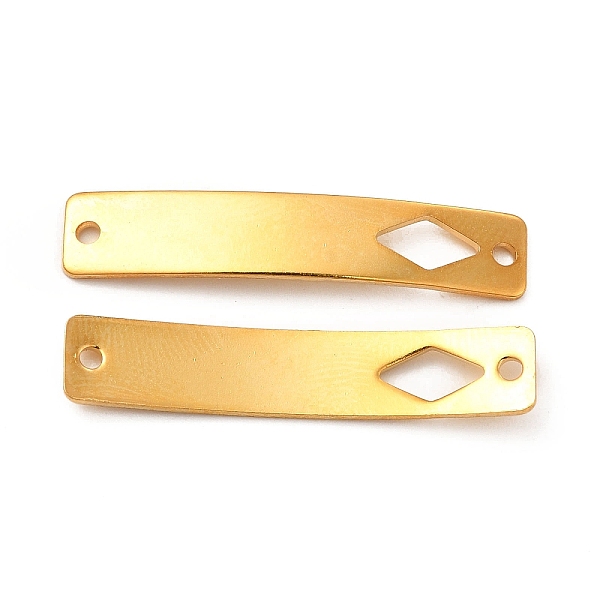 

PandaHall 201 Stainless Steel Connector Charms, Real 24K Gold Plated, Curved Rectangle Links, Rhombus Pattern, 30x6x0.8mm, Hole: 1.4mm 201...
