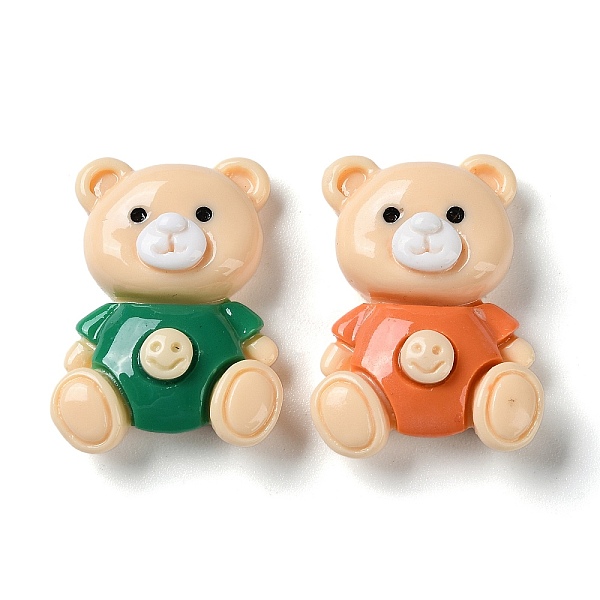 

PandaHall Opaque Resin Cabochons, Bear with Smiling Face, Mixed Color, 28.5~29.5x21~21.5x8~9mm Resin Bear Multicolor