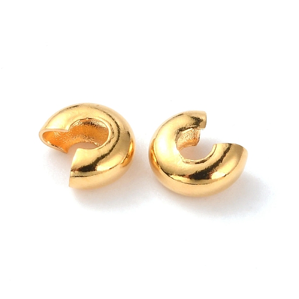 

PandaHall 304 Stainless Steel Crimp Beads Cover, Golden, 5x2mm, Hole: 1.8mm 304 Stainless Steel
