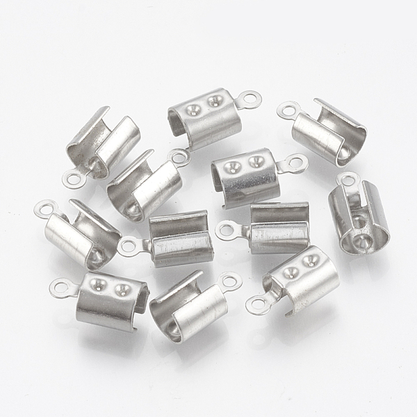 

PandaHall 201 Stainless Steel Folding Crimp Ends, Fold Over Crimp Cord Ends, Stainless Steel Color, 12x5x5mm, Hole: 1mm, Inner Measure: 4mm...