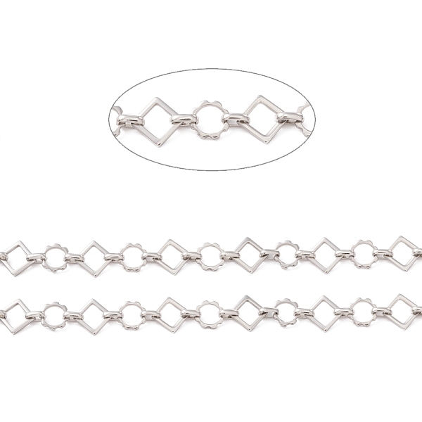 

PandaHall 304 Stainless Steel Rhombus & Sun Link Chain, Unwelded, Stainless Steel Color, Rhombus: 13.5x13.5x1.5mm, Sun: 10x10.5x1.5mm 304...