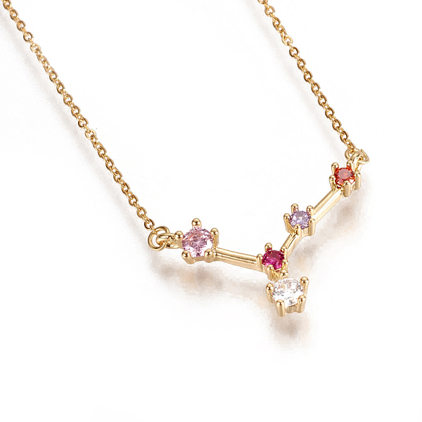 

PandaHall 304 Stainless Steel Pendant Necklaces, with Brass Cubic Zirconia Pendants, Twelve Constellations, Cancer, 17.79 inch~18.3 inch...