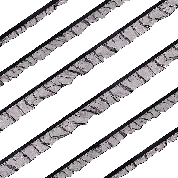 

PandaHall FINGERINSPIRE 15 Yards 3 Styles Nylon Pleated Lace Ribbon, Ruffled Trimming for Sewing Decoration Craft, Black, 5/8 inch~1-1/8...