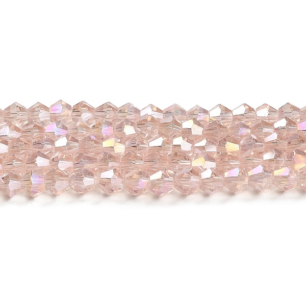 

PandaHall Transparent Electroplate Glass Beads Strands, AB Color Plated, Faceted, Bicone, Pink, 4x4mm, Hole: 0.8mm, about 82~85pcs/strand...