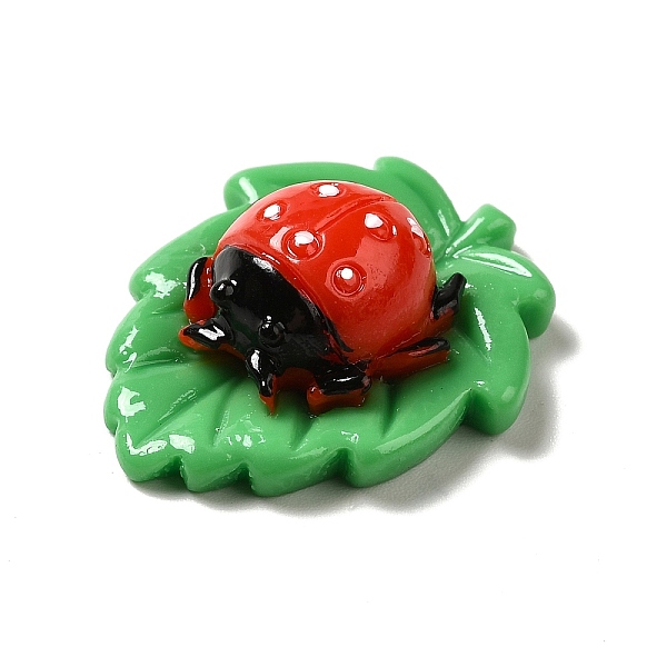 

PandaHall Opaque Resin Cabochons, Leaf, Red, Ladybug Pattern, 28x22x10mm Resin Ladybug Red