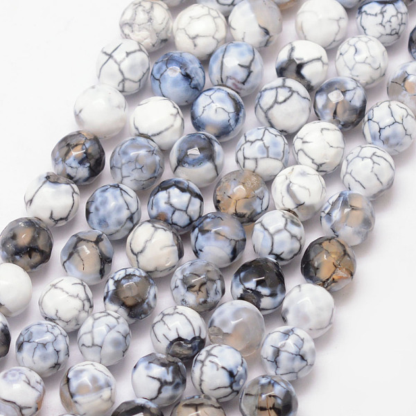 

PandaHall Natural Fire Crackle Agate Bead Strands, Round, Grade A, Faceted, Dyed & Heated, White, 8mm, Hole: 1mm, about 47pcs/strand, 15...