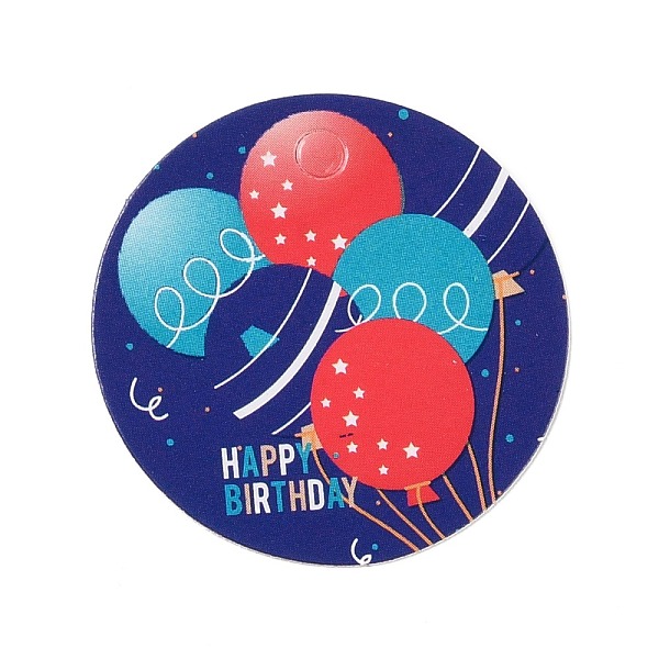 

PandaHall Happy Birthay Kraft Paper Gift Tags, Flat Round, Balloon Pattern, 3x0.02cm, Hole: 3mm, about 100pcs/bag Paper Balloon