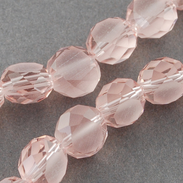 

PandaHall Frosted Glass Bead Strands, Faceted, Flat Round, Pink, 6x3~4mm, Hole: 1mm Glass Flat Round Pink