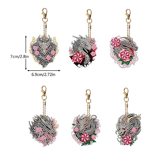 

PandaHall Dragon with Flower Diamond Painting Pendant Decoration Kits, Including Acrylic Board, Pendant Decoration Clasp, Bead Chain..., Multicolor