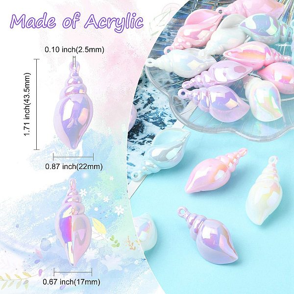 

PandaHall 20Pcs 4 Colors Acrylic Pendants, AB Color, Conch Charm, Mixed Color, 43.5x22x17mm, Hole: 2.5mm, 5pcs/color Acrylic Shell Shape..., Multicolor
