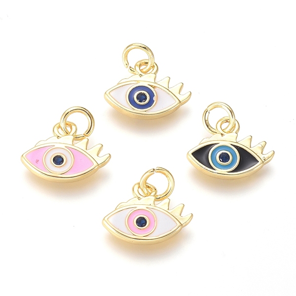 

PandaHall Brass Micro Pave Cubic Zirconia Pendants, with Enamel, Evil Eye, Golden, 10.4x13.4x2mm, Hole: 3mm Brass+Cubic Zirconia+Enamel Evil..., Multicolor