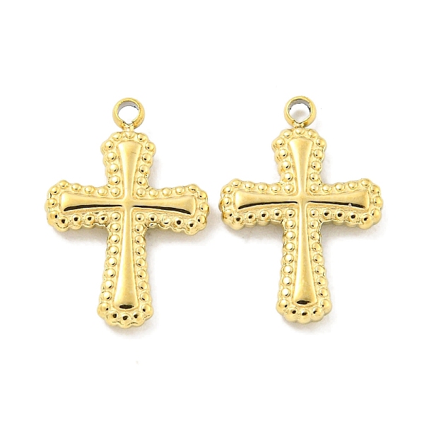 

PandaHall Vacuum Plating 304 Stainless Steel Charms, Cross Charms, Real 18K Gold Plated, 14x9.5x1.7mm, Hole: 1mm 304 Stainless Steel Cross