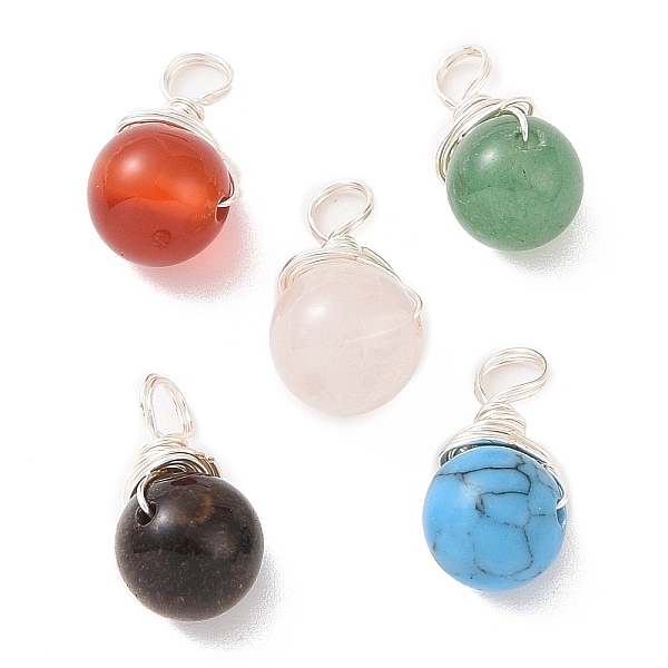 

PandaHall Natural Mixed Stone Pendants, with Copper Wire Wrapped Findings, Teardrop Charms, Platinum, 14.5~16x8~9x8~8.5mm, Hole: 3~3.5mm...