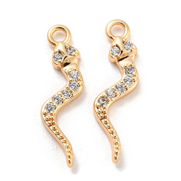 

PandaHall Brass Micro Pave Cubic Zirconia Pendants, Snake, Real 18K Gold Plated, 18x5x2mm, Hole: 1.4mm Brass+Cubic Zirconia Snake Clear