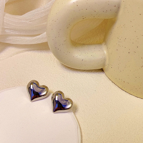 

PandaHall Heart Alloy Stud Earrings, Platinum, 23x23mm Alloy Heart
