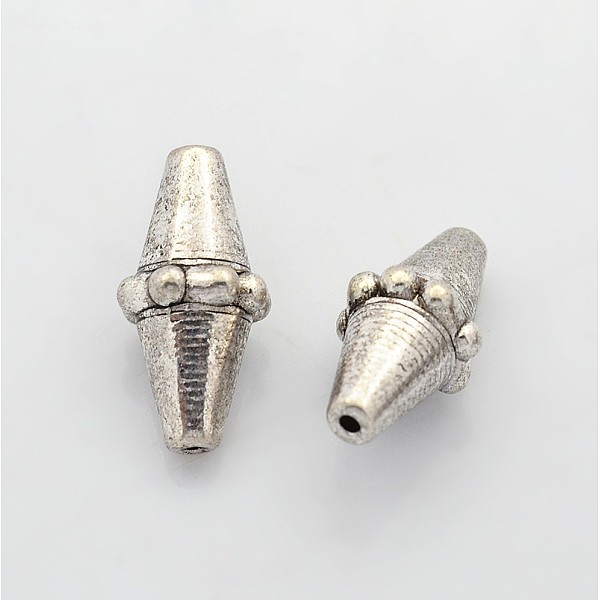 

PandaHall Tibetan Style Alloy Beads, Bicone, Cadmium Free & Nickel Free & Lead Free, Antique Silver, 22x10mm, Hole: 2mm Alloy Bicone