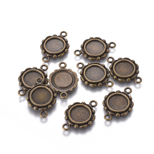 

PandaHall Tibetan Style Link Cabochon Bezel Settings, Cadmium Free & Lead Free, Antique Bronze, Flat Round Tray: 9.5mm, 23x15x2mm, Hole: 2mm...