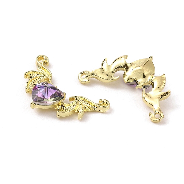 

PandaHall Golden Alloy Connector Charms, with Acrylic Rhinestone, Wing, Tanzanite, 20x31.5~32x6mm, Hole: 1.4mm Alloy+Rhinestone Wing Purple