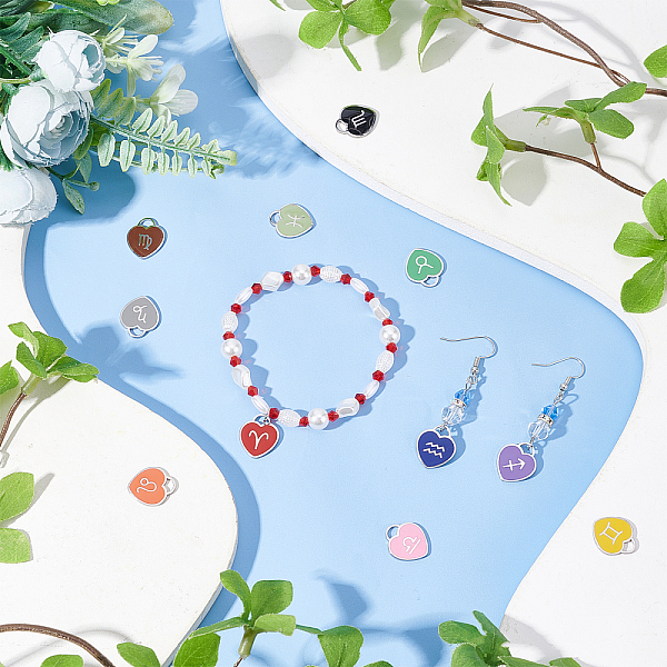 

PandaHall 12Pcs 12 Style 304 Stainless Steel Enamel Pendants, Stainless Steel Color, Heart, 12 Constellations, 16.5x14.5x1.5mm, Hole..., Multicolor