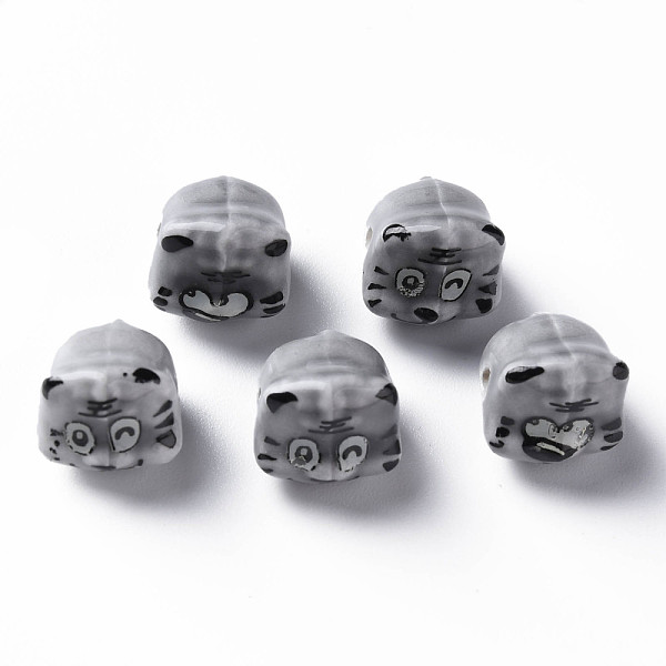 

PandaHall Handmade Porcelain Beads, Famille Rose Style, Tiger, Dark Gray, about 12x10.5x11mm, Hole: 1.8mm Porcelain Tiger