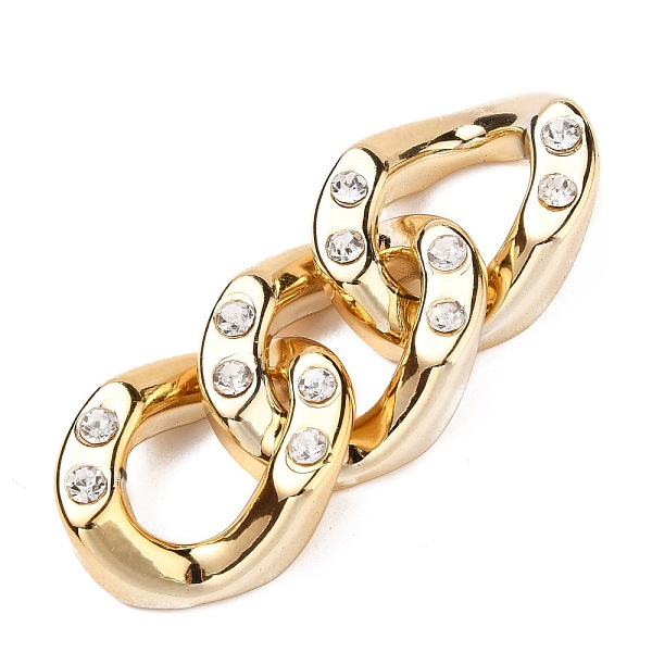 

PandaHall UV Plating Acrylic Quick Link Connectors, with Crystal Rhinestone, Twist Oval, for Curb Chain Making, Golden, 53mm, links..., Clear