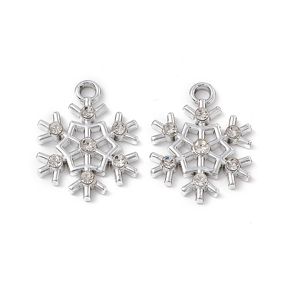 

PandaHall Alloy Crystal Rhinestone Pendants, Snowflake Charm, Platinum, 21x16x2.5mm, Hole: 2mm Alloy+Rhinestone Snowflake Clear
