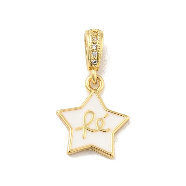 

PandaHall Brass Micro Pave Cubic Zirconia Pendants, with Enamel, Cadmium Free & Lead Free, Long-Lasting Plated, Star with Word Re, Real 18K..., White