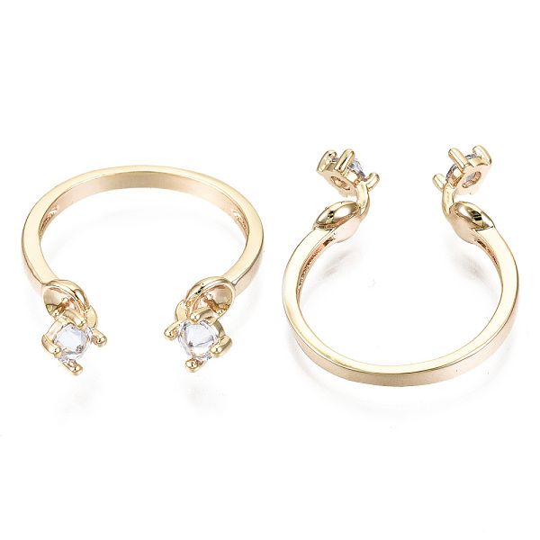 

PandaHall Brass Micro Clear Cubic Zirconia Cuff Finger Rings Setting, for Half Drilled Bead, Nickel Free, Real 18K Gold Plated, US Size 8...