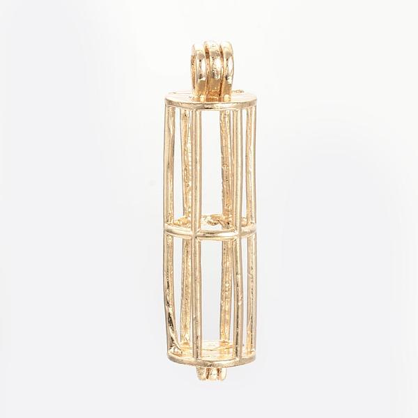 

PandaHall Alloy Diffuser Locket Pendants, Cage Pendants, Column, Golden, 41x11.5x9mm, Hole: 3.5x4.5mm, inner measure: 29x8.5mm Alloy Column
