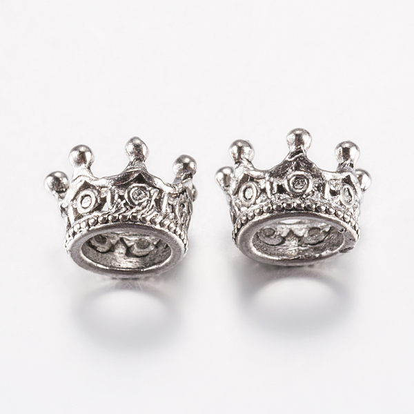 

PandaHall Tibetan Style Alloy Beads, Crown, Antique Silver, 10.5x7mm, Hole: 6mm Alloy Crown