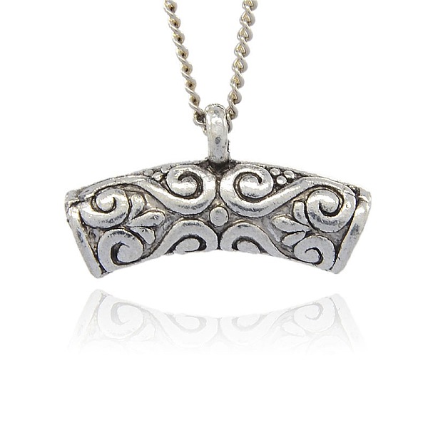 

PandaHall Tibetan Style Alloy Tube Bails, Loop Bails, Scarf Bail Beads, Tube, Antique Silver, 19x32x8mm, Hole: 3.5mm, Inner Diameter: 5mm...