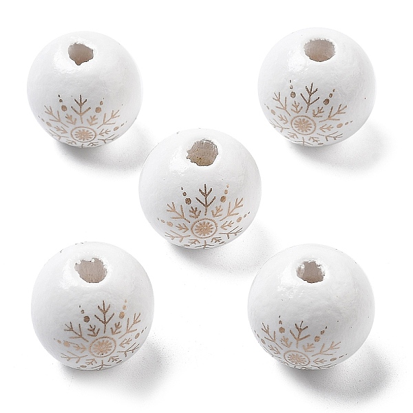 Christmas Printed Schima Wood European Beads-image-WOOD-G023-18B-en