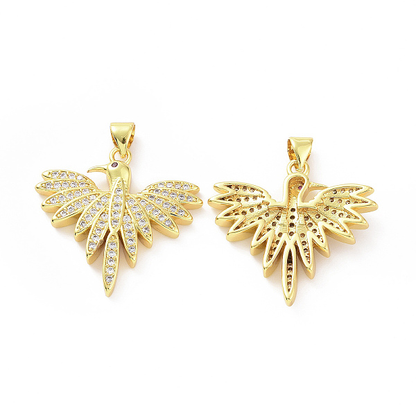 

PandaHall Brass Micro Pave Cubic Zirconia Pendants, Bird Charm, Golden, 30.5x27x4mm, Hole: 5x3mm Brass+Cubic Zirconia Bird Clear