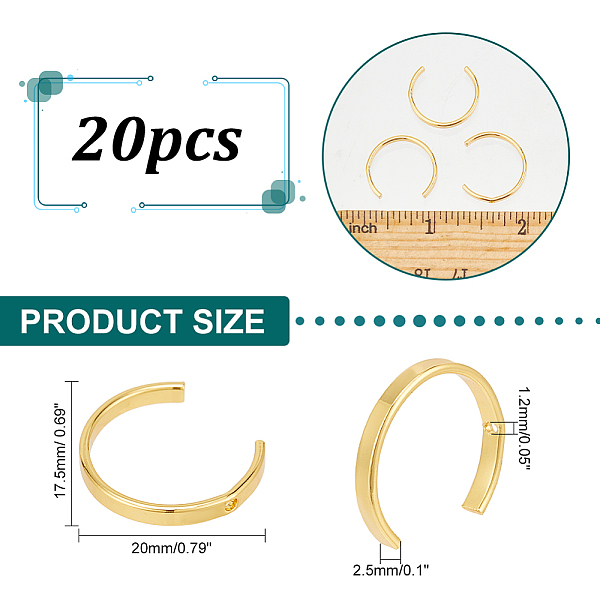 Nbeads 20 Stück Messing-Ohrmanschettenzubehör