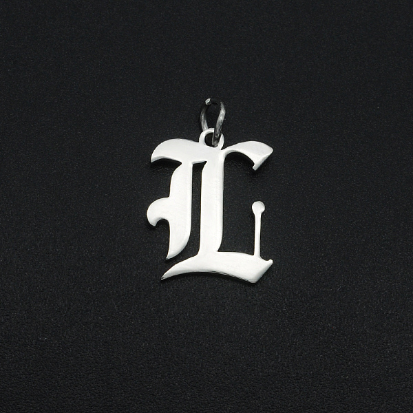 

PandaHall 304 Stainless Steel Pendants, with Jump Ring, Old English, Letter, Laser Cut, Stainless Steel Color, Letter.L, 16x13x1mm, Hole...